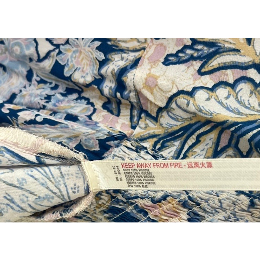 Free People Forever Yours Floral Maxi Dress M Blue Smocked Boho Fairy Vacation - Picture 14 of 14